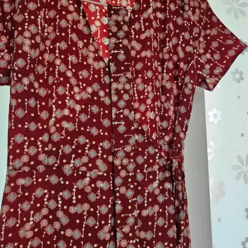 [BUNJANG] Floral Print Long Sleeve Dress / 꽃무늬 반팔 롱 원피스