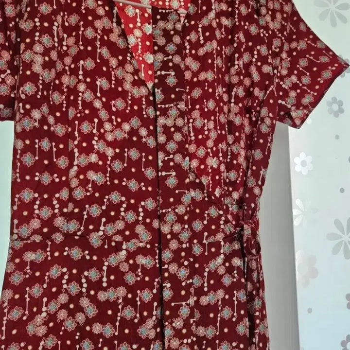 [BUNJANG] Floral Print Long Sleeve Dress / 꽃무늬 반팔 롱 원피스