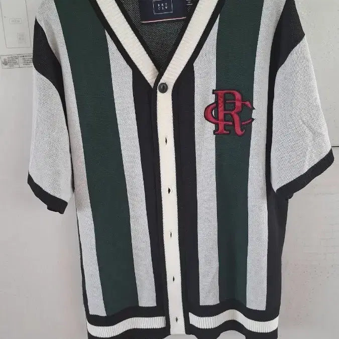 [BUNJANG] R&amp;T CLW Striped Short Sleeve Cardigan / R&amp;T CLW 스트라이프 반팔 가디건