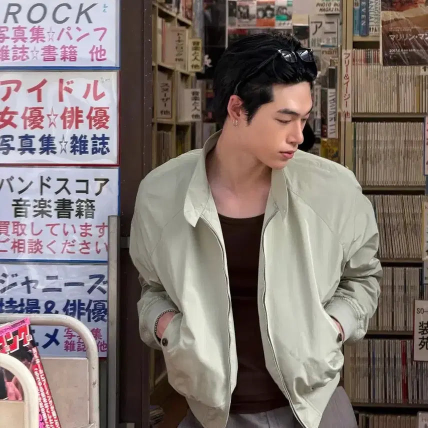 [BUNJANG] Recto Cropped Harrington Jacket (Khaki, Size S) / 렉토 크롭 해링턴 접퍼 카키 S