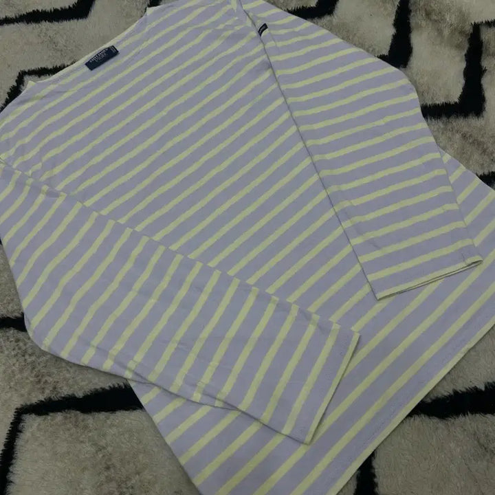 [BUNJANG] Saint James Minquiers 18 Stripe Long Sleeve Shirt Lavender Yellow Size S / [S]세인트제임스 밍콰이어 18스트라이프 긴팔/라벤더 엘로우