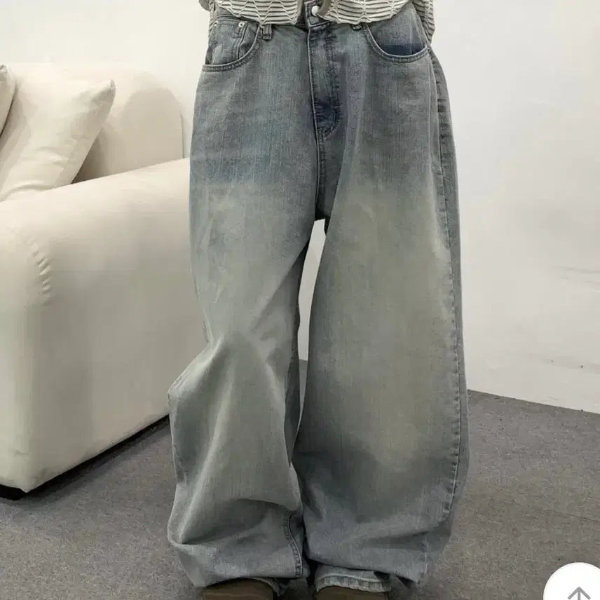 [BUNJANG] Washed Denim Mega Wide Fit Long Pants / 워싱 데님 팬츠 판매