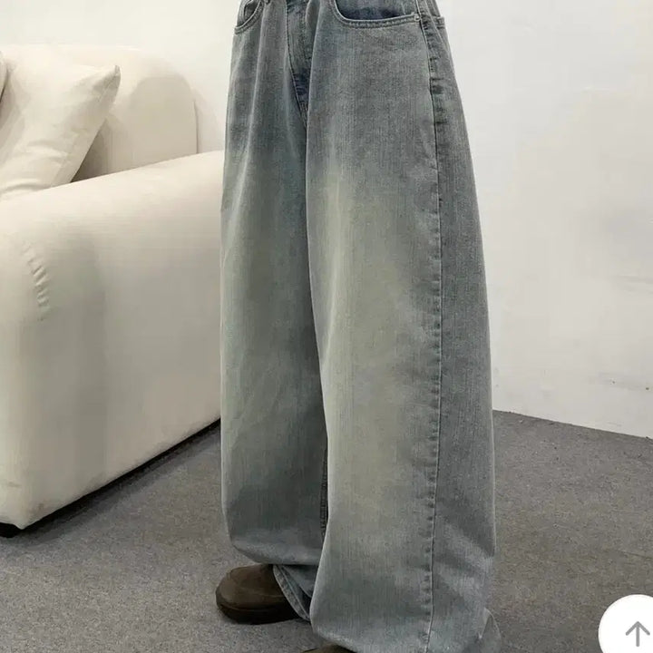 [BUNJANG] Washed Denim Mega Wide Fit Long Pants / 워싱 데님 팬츠 판매