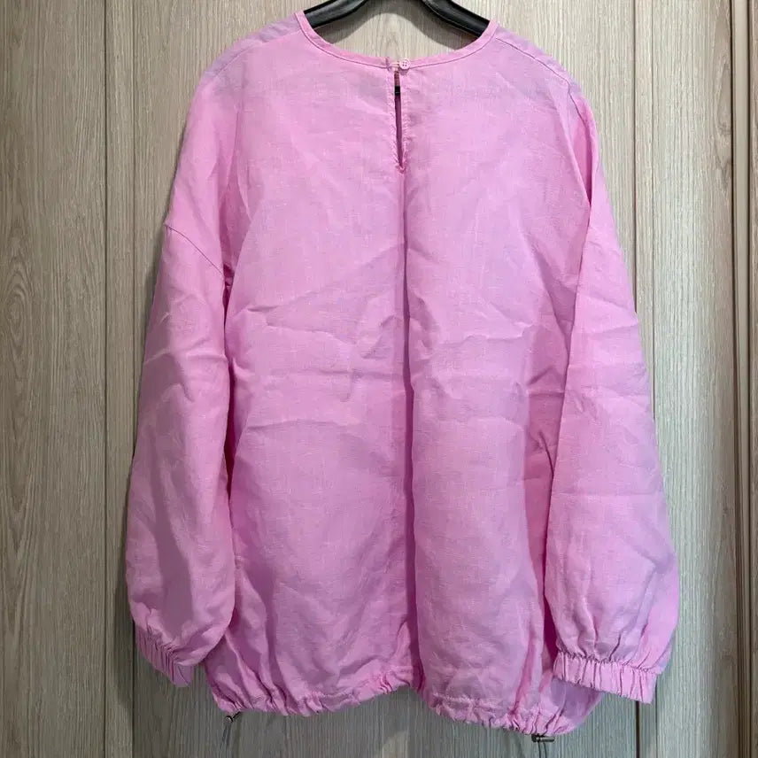 [BUNJANG] Linen Shirring Long Sleeve T-Shirt Pink / 린넨 핑크색 셔링 긴팔 티셔츠
