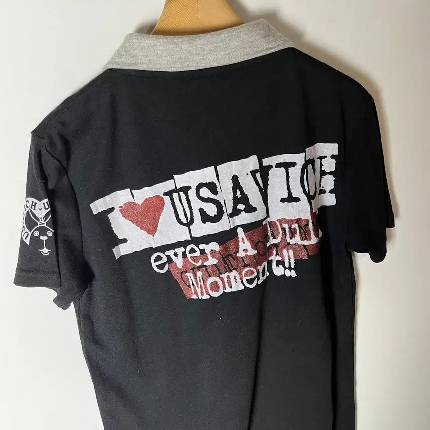 [BUNJANG] Vintage Kitsch Printing Collar T-Shirt / [JPN] 빈티지 키치 프린팅 카라 티셔츠