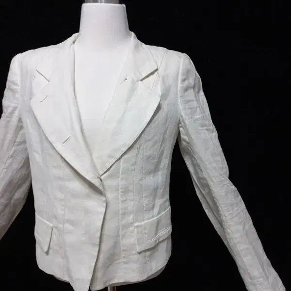 [BUNJANG] MINE 100% Linen &amp; Silk Short Blazer Jacket / 마인MINE 린넨실크 100 정품 여자 여름 여성 블레이져숏자켓88-98