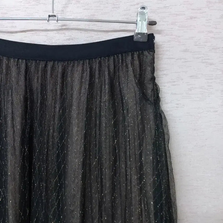 [BUNJANG] Black Long Skirt with Gold Thread Embroidery / B5-8/ABOTTE 금사배색 블랙 잔망사 롱스커트 여성
