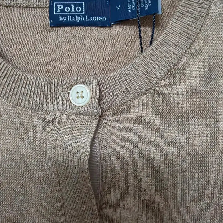[BUNJANG] Polo Ralph Lauren Pima Cotton Cardigan - Beige/Navy - Size M / 폴로 랄프로렌 베이지.네이비.아이보리 피마 가디건 M 새상품