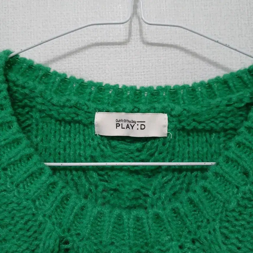 [BUNJANG] Playdi Green Cable Cropped Knit / 플레이디 그린 꽈배기 크롭 니트
