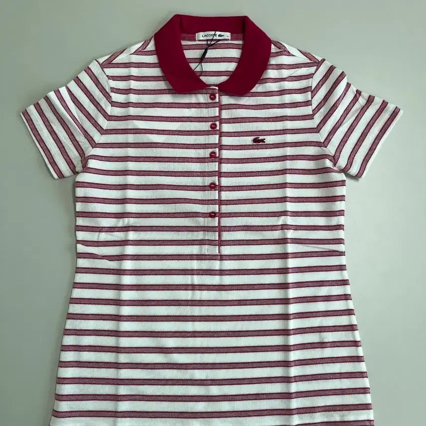 [BUNJANG] Lacoste Striped Short-Sleeve Polo Dress / [정품/새상품] 라코스테 스트라이프 피케이 반팔 원피스