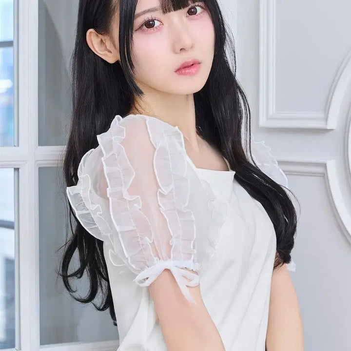 [BUNJANG] Michelle Macaron Volume Puff Sleeve Top / 미셸 마카롱 볼륨 퍼프 소매 탑 슬리브 일브 스나계