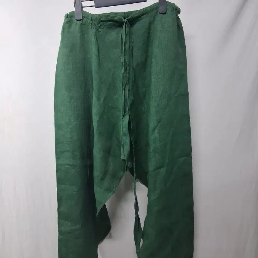 [BUNJANG] Linen Green Baggy Pants / 린넨 그린 컬러 배기팬츠 스타일 마 바지