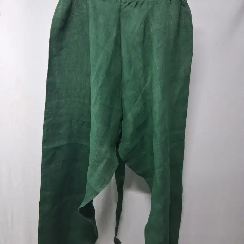 [BUNJANG] Linen Green Baggy Pants / 린넨 그린 컬러 배기팬츠 스타일 마 바지