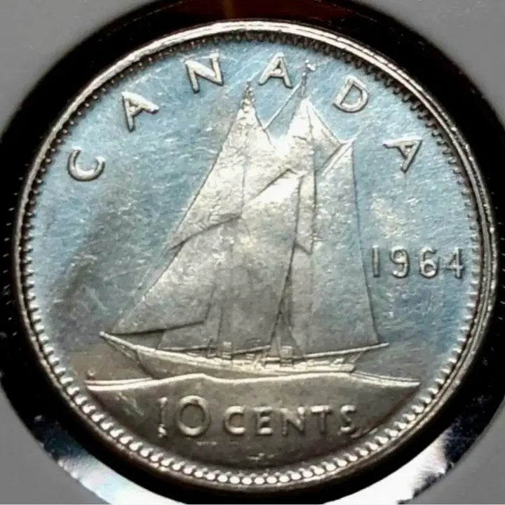 [BUNJANG] 1964 Canada 10 Cent Silver Coin - Uncirculated / [은화]캐나다 미사용 1964년 10센트.외국주화 주화 화폐 동전