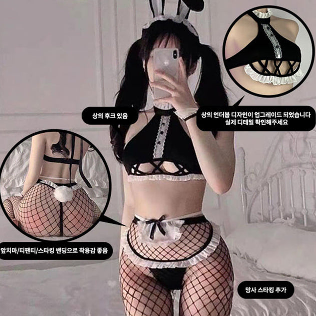 [BUNJANG] 6-Piece Bunny Girl Costume Set / 6종 풀세트 남친저격 뒤태 섹시한 바니걸 코스튬 파티복 이벤트 속옷 망사