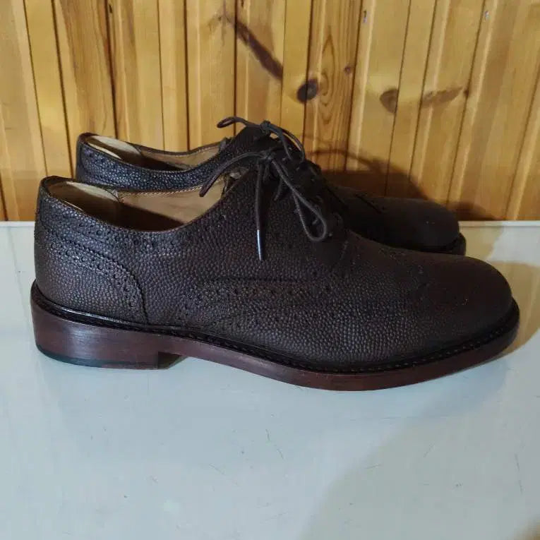 [BUNJANG] El Canto Brown Leather Wood Sole Shoes 270mm / 270mm 엘칸토 브라운 가죽 구두 우드솔