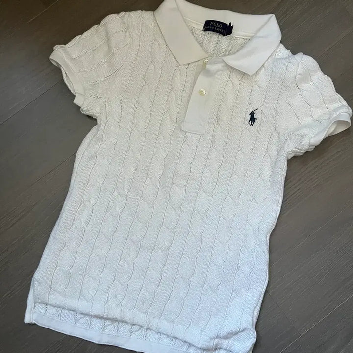 [BUNJANG] Polo Ralph Lauren Cable Knit Short Sleeve T-Shirt White / 폴로 랄프로렌 케이블 니트 반팔 화이트