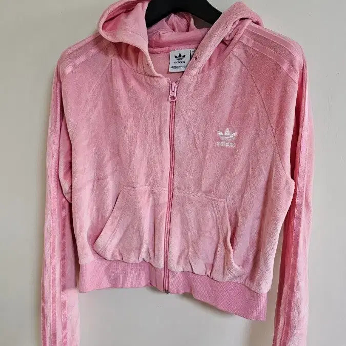 [BUNJANG] Adidas Pink Cropped Hoodie Training Set / 아디다스 핑크 크롭 후드 트레이닝복(507