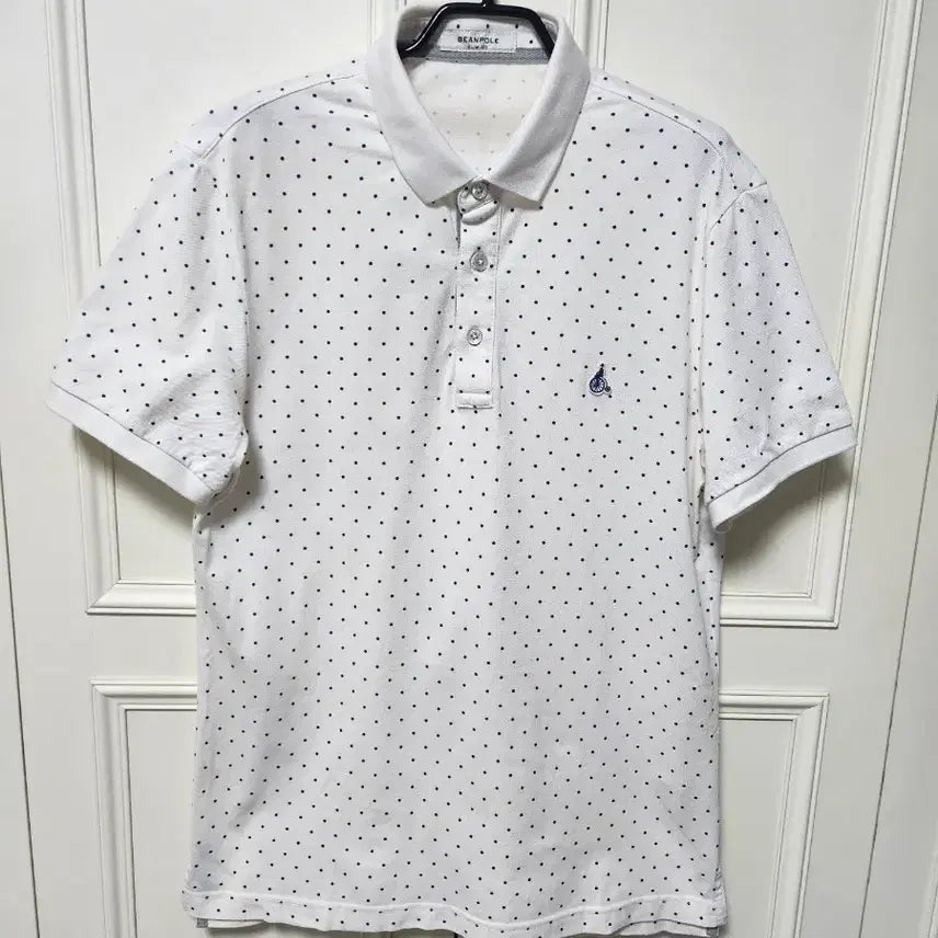 [BUNJANG] Beanpole White Minimie Dot Slim Collar Short Sleeve T-Shirt XL / (105)빈폴 화이트 미니미 도트 슬림 카라 반팔 티셔츠