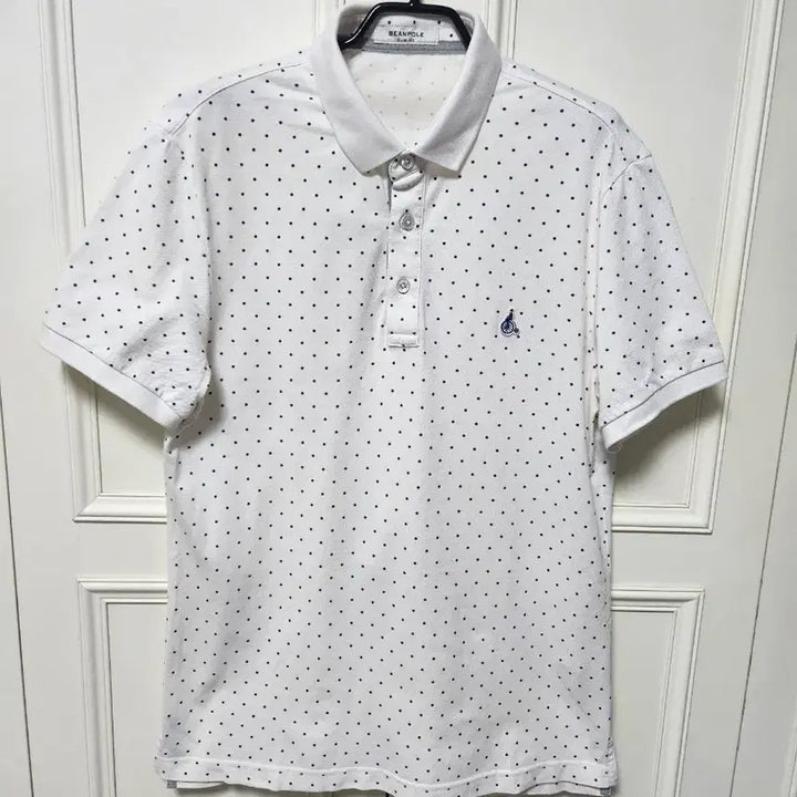 [BUNJANG] Beanpole White Minimie Dot Slim Collar Short Sleeve T-Shirt XL / (105)빈폴 화이트 미니미 도트 슬림 카라 반팔 티셔츠