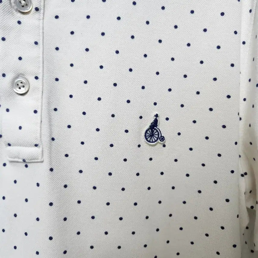 [BUNJANG] Beanpole White Minimie Dot Slim Collar Short Sleeve T-Shirt XL / (105)빈폴 화이트 미니미 도트 슬림 카라 반팔 티셔츠