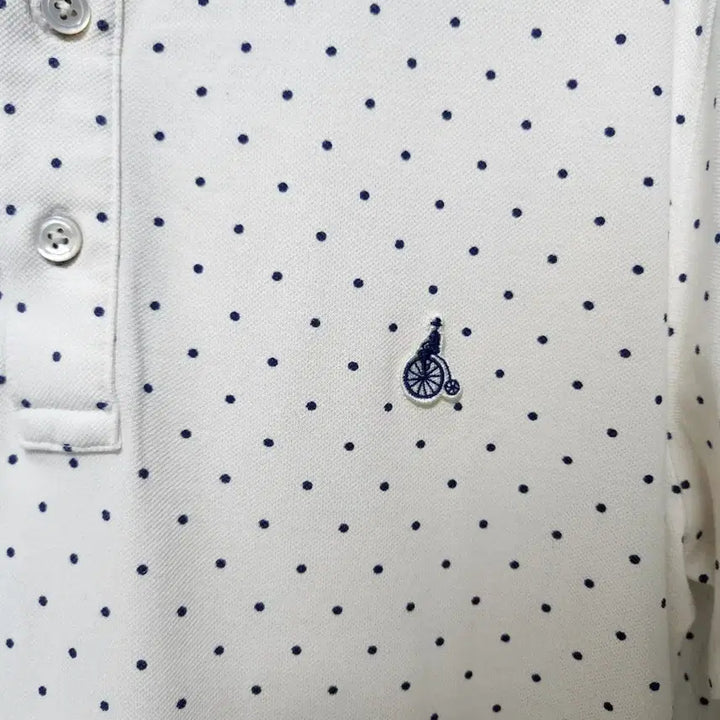 [BUNJANG] Beanpole White Minimie Dot Slim Collar Short Sleeve T-Shirt XL / (105)빈폴 화이트 미니미 도트 슬림 카라 반팔 티셔츠