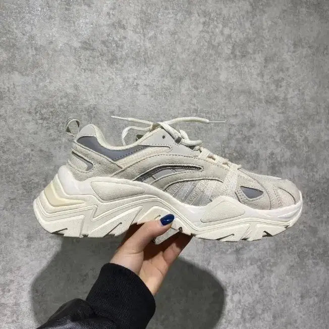 [BUNJANG] Fila Interation Chunky Sneakers Beige / 휠라 인터레이션 어글리 키높이 운동화 220사이즈 새제품