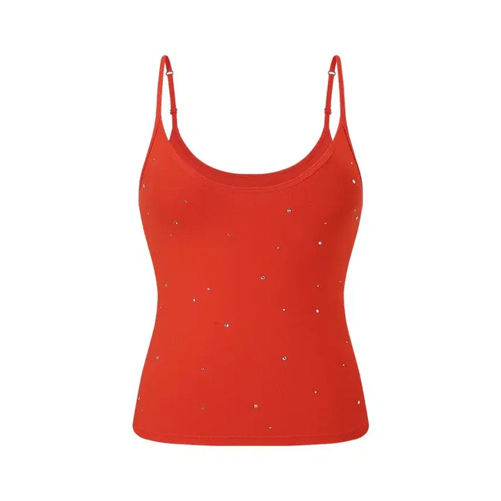 [BUNJANG] Verish Rhinestone Tank Top Red / 베리시 라인스톤 탱크톱 레드