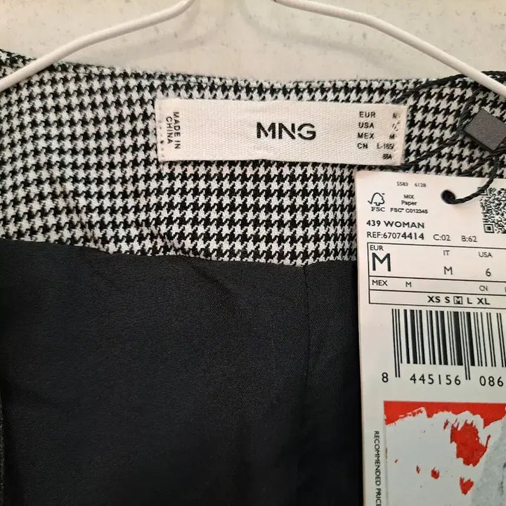 [BUNJANG] Mango Houndstooth Check Short Sleeve Midi Dress M / 망고  하운드투스 체크 패턴 반팔 원피스 M