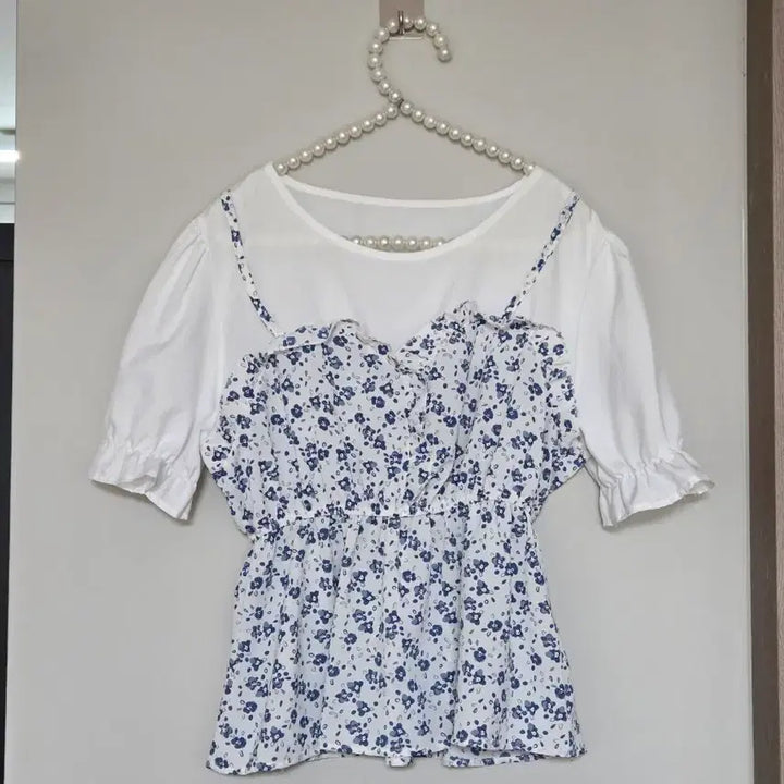 [BUNJANG] Floral Pattern Puff Sleeve Blouse / 55~66)플라워 패턴 퍼프 블라우스