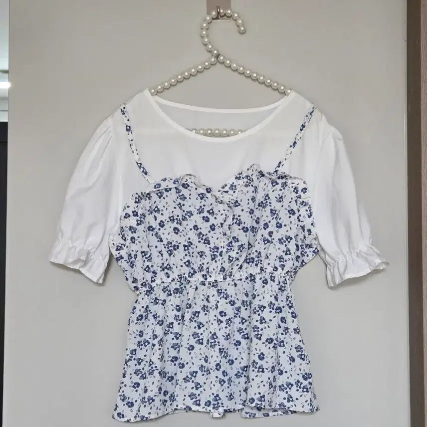 [BUNJANG] Floral Pattern Puff Sleeve Blouse / 55~66)플라워 패턴 퍼프 블라우스
