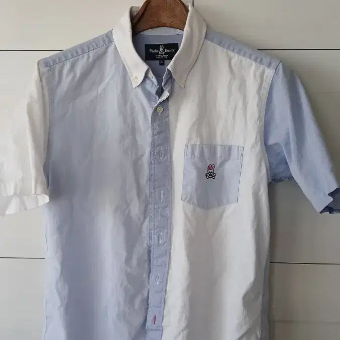 [BUNJANG] Psycho Bunny Half-and-Half Shirt XL (Fits M-L) / Psycho Bunny 반반 셔츠 XL 사이즈 실측은M-L정도작게나옴