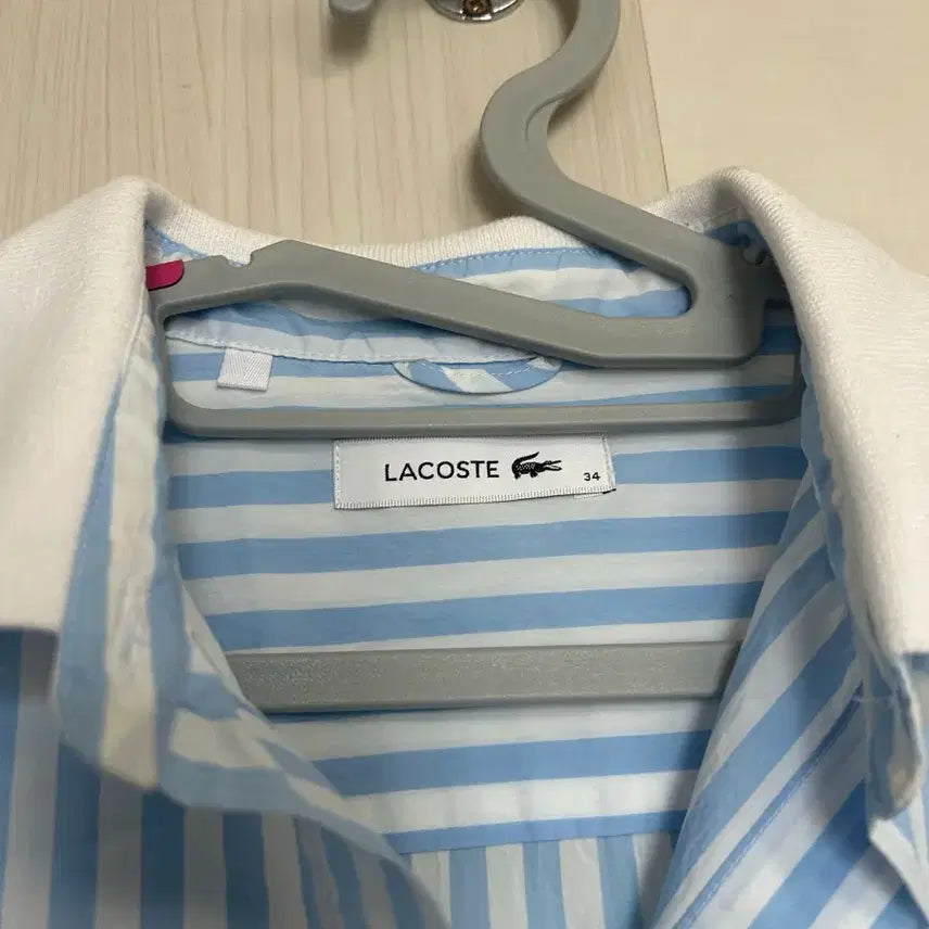 [BUNJANG] Lacoste Blue Striped Shirt Dress Size 34 / 라코스테 하늘색 스트라이프 셔츠 34