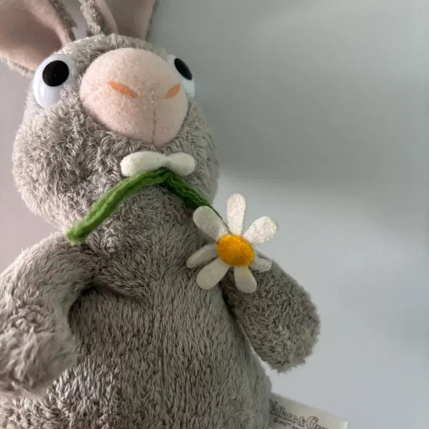 [BUNJANG] Wallace &amp; Gromit Grey Flower Rabbit Plush / 월레스와 그로밋 회색꽃토끼