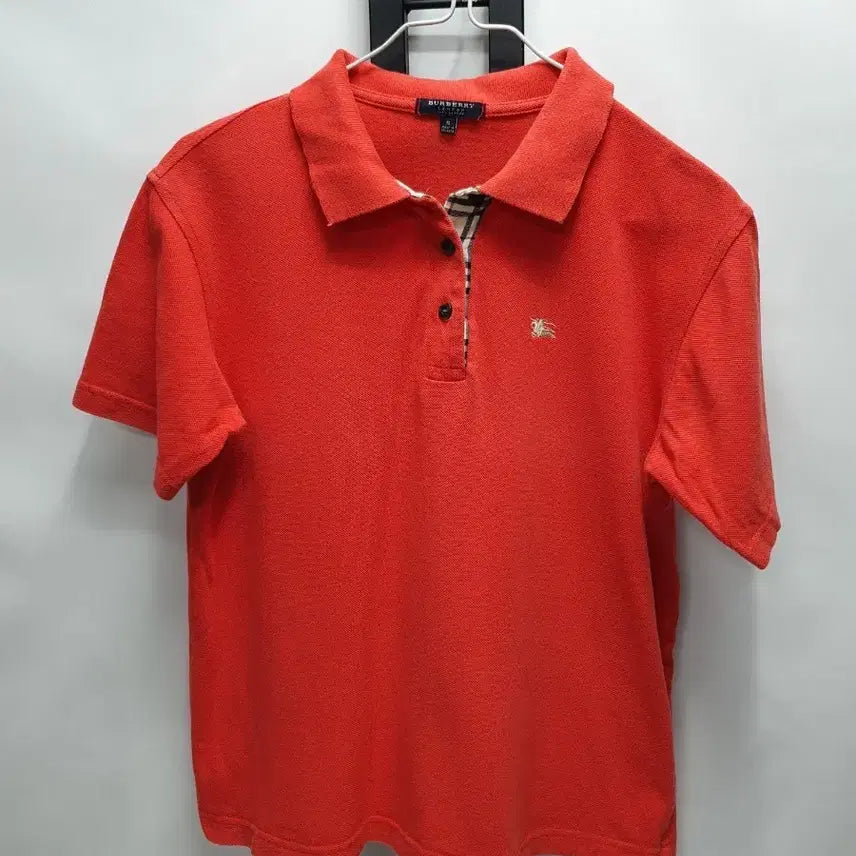 [BUNJANG] Burberry Short Sleeve Polo Shirt Red Size S / 버버리 반팔 카라티 히든체크 레드 s