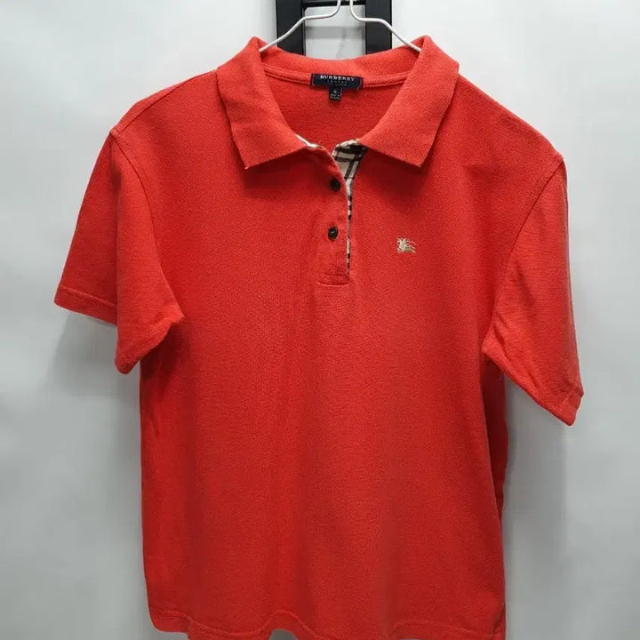 [BUNJANG] Burberry Short Sleeve Polo Shirt Red Size S / 버버리 반팔 카라티 히든체크 레드 s