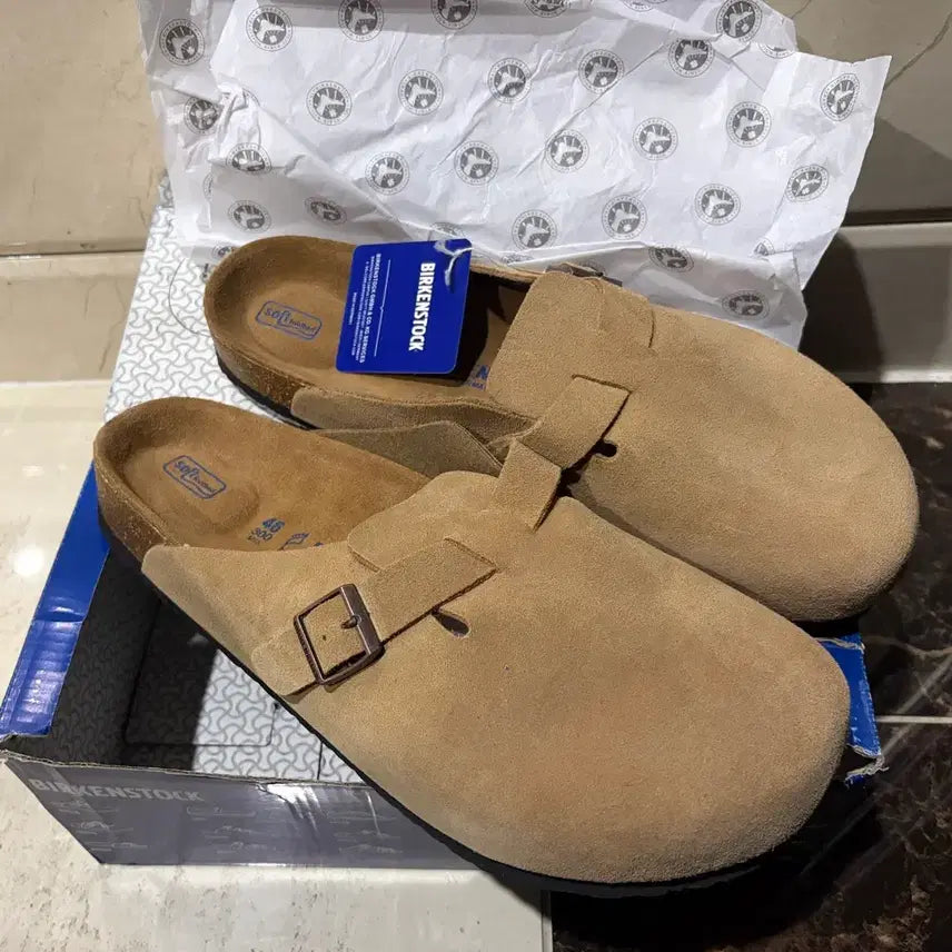 [BUNJANG] Birkenstock Boston Suede Regular Fit Shoes (Size 46/295mm) / [295] 버켄스탁 보스턴 스웨이드 미사용 박스풀셋