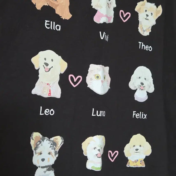 [BUNJANG] Black Puppy Print Short Sleeve T-Shirt (Size 66) / 66새옷)블랙 강아지 프린팅 반팔 티셔츠 66사이즈