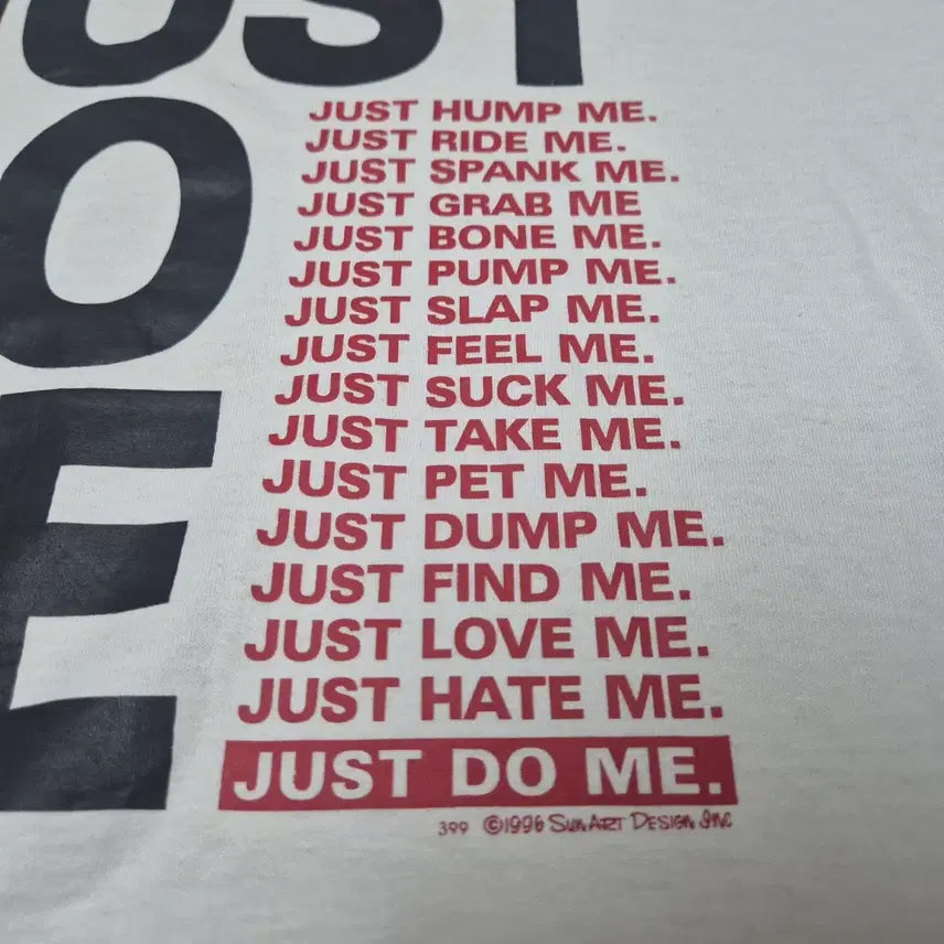[BUNJANG] 90s Nike Parody "Just Do Me" Single Stitch T-Shirt (M) / 90s 나이키 패러디 "Just do me" 싱글스티치 티셔츠 (M)