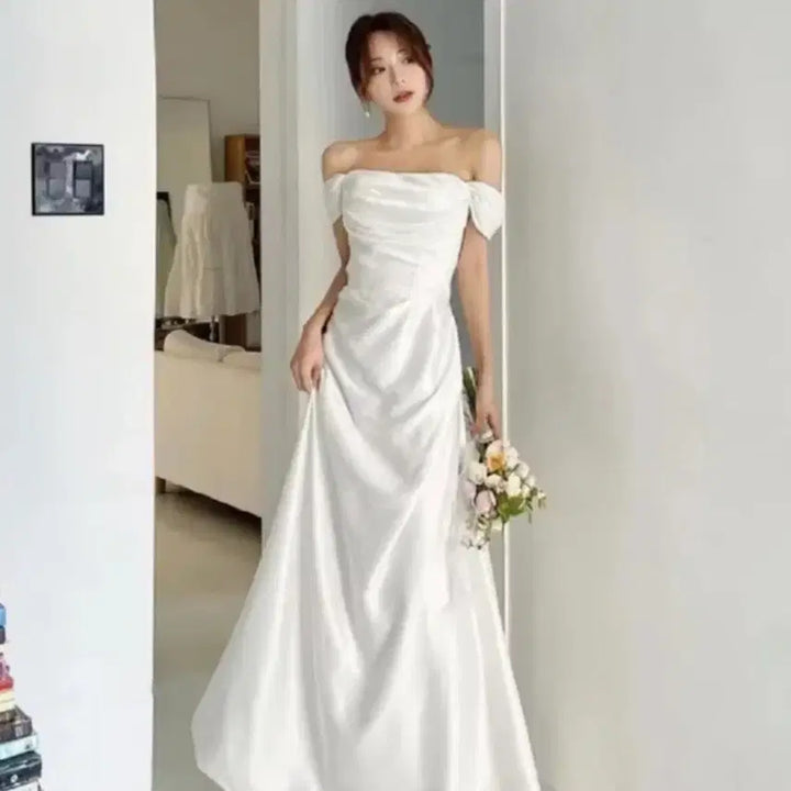 [BUNJANG] White Off-Shoulder Wedding Dress / 화이트 오프숄더 웨딩 드레스