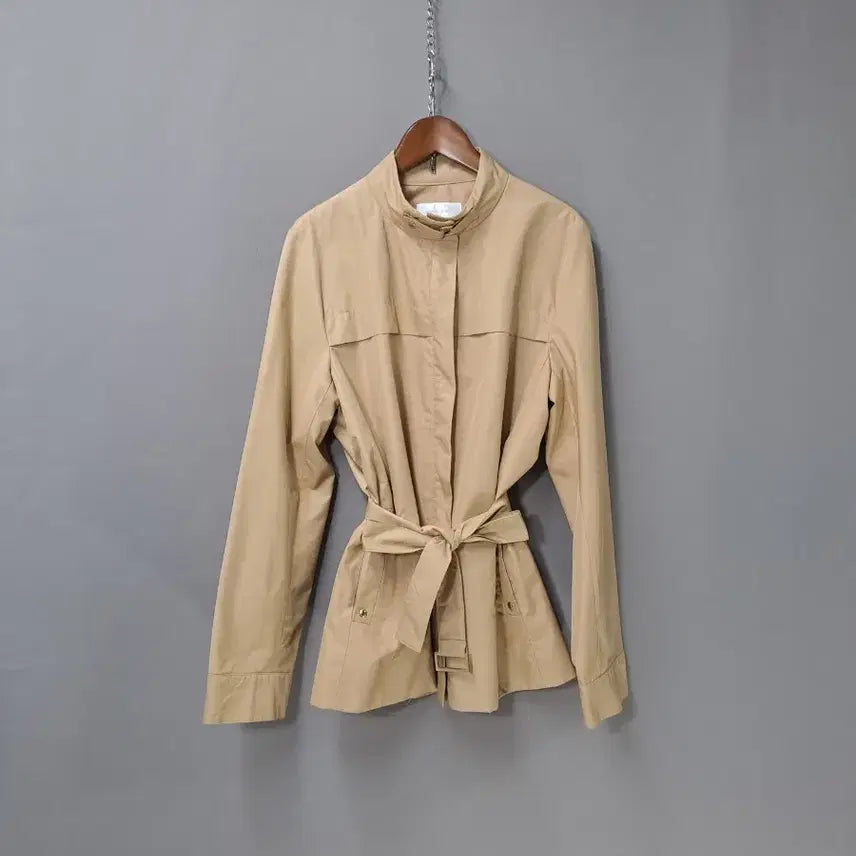 [BUNJANG] EMCEE Beige Zip-Up Short Jacket / emcee 베이지 벨트 집업 숏 자켓