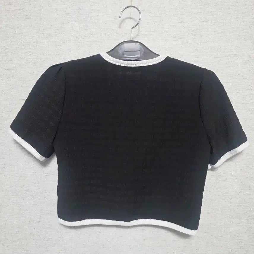 [BUNJANG] Ecole Black Tweed Short Sleeve Jacket / Ecole 블랙 트위드 반팔 자켓