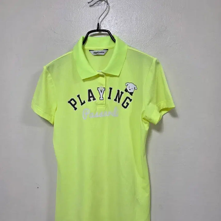 [BUNJANG] Passardi Fluorescent Yellow Short Sleeve Polo Shirt / 파사르디 형광 노랑 반팔 폴로티.260505