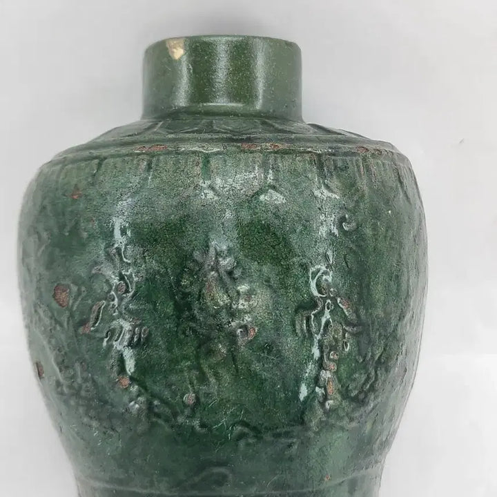 [BUNJANG] Vintage Green Ceramic Vase / 빈티지 녹색 도자기 화병