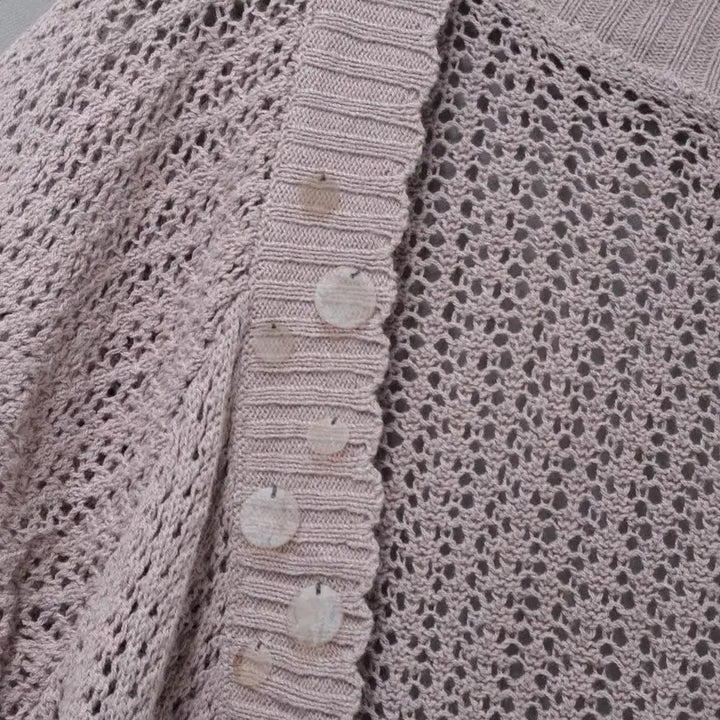 [BUNJANG] JS Open Knit Cardigan / JS 연퍼플  오픈 니트 가디건
