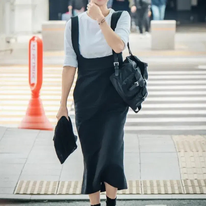 [BUNJANG] TIME Suspender Long Dress / 타임 서스펜더 원피스