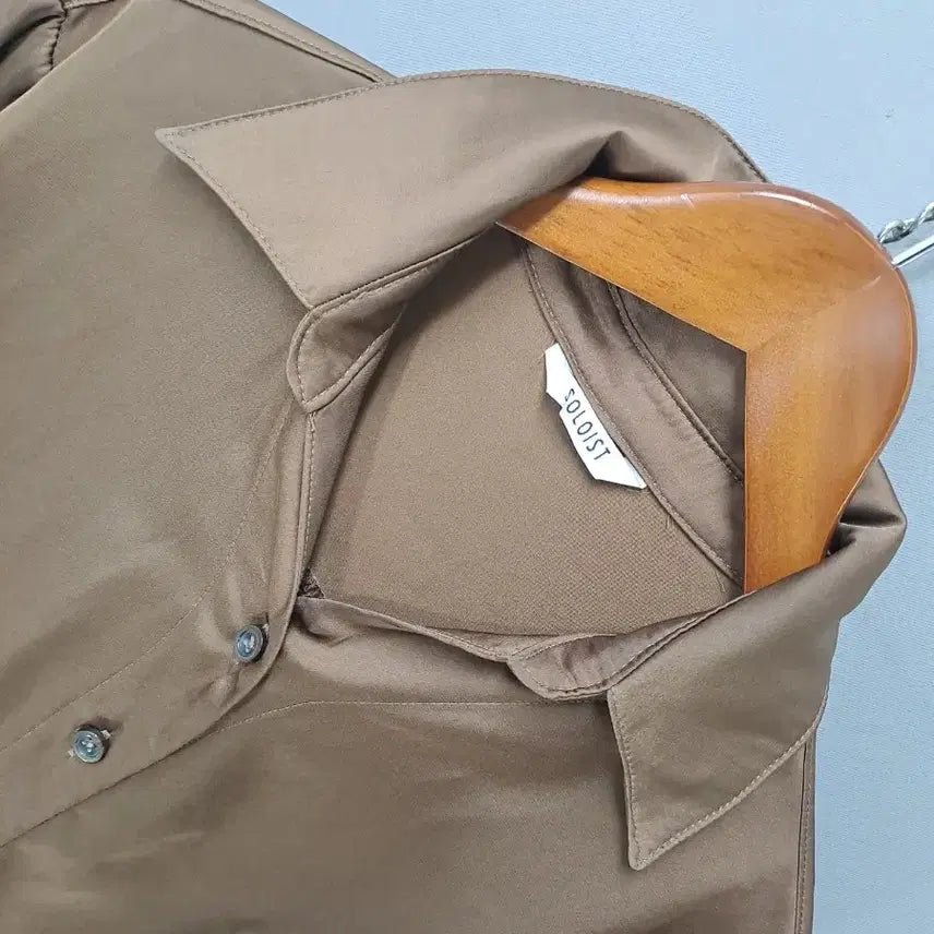 [BUNJANG] Brown Satin Shirt Blouse / 브라운 새틴 셔츠 블라우스