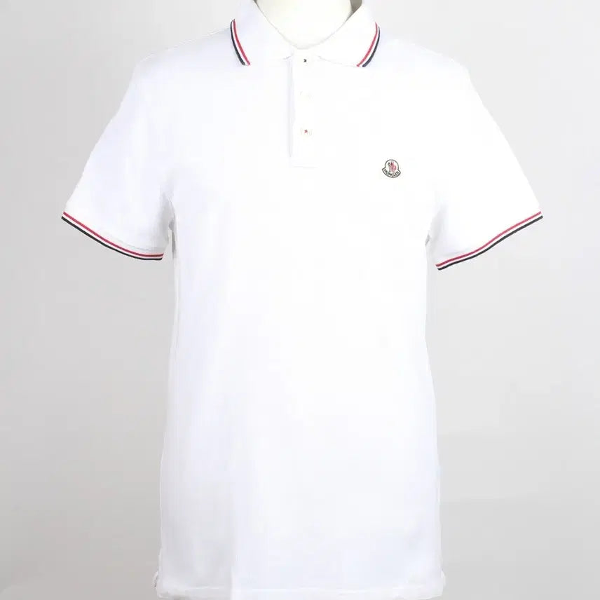 [BUNJANG] Moncler Striped Logo Polo T-Shirt / 몽클레어 삼선 와펜 PK 카라 반팔티 M