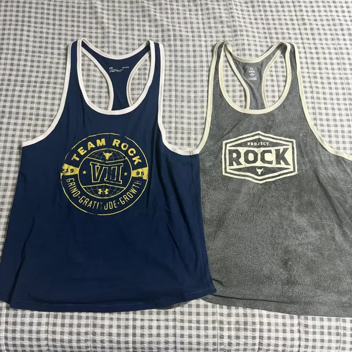 [BUNJANG] Under Armour Project Rock Sleeveless Tank Top Set (3 Items) / (L) 언더아머 프로젝트 락 슬리브리스 헬스 나시 3 종