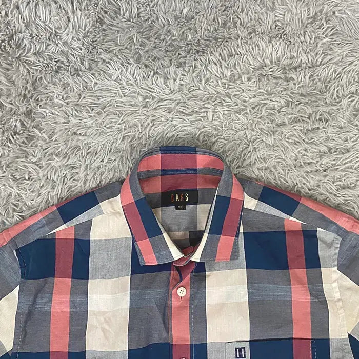 [BUNJANG] Daks Checkered Short-Sleeve Shirt (Size 100) / 닥스 반팔 체크 셔츠 100